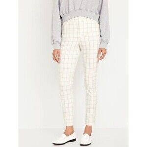 Old Navy Pixie Skinny Ankle Dress Pants Women 22 White Windowpane Stretch NEW